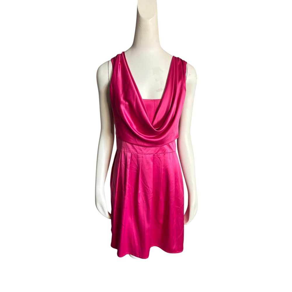 Kopa‎ Women's Pink Cowl Neck Pleated Fit and Flare Dress Size L